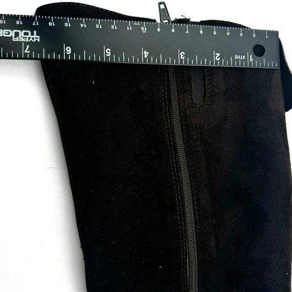 JONES BOOTMAKER | Women's 8 Dark Brown Knee High Zip up Wedge‎ Heel Suede Boots - Picture 13 of 14